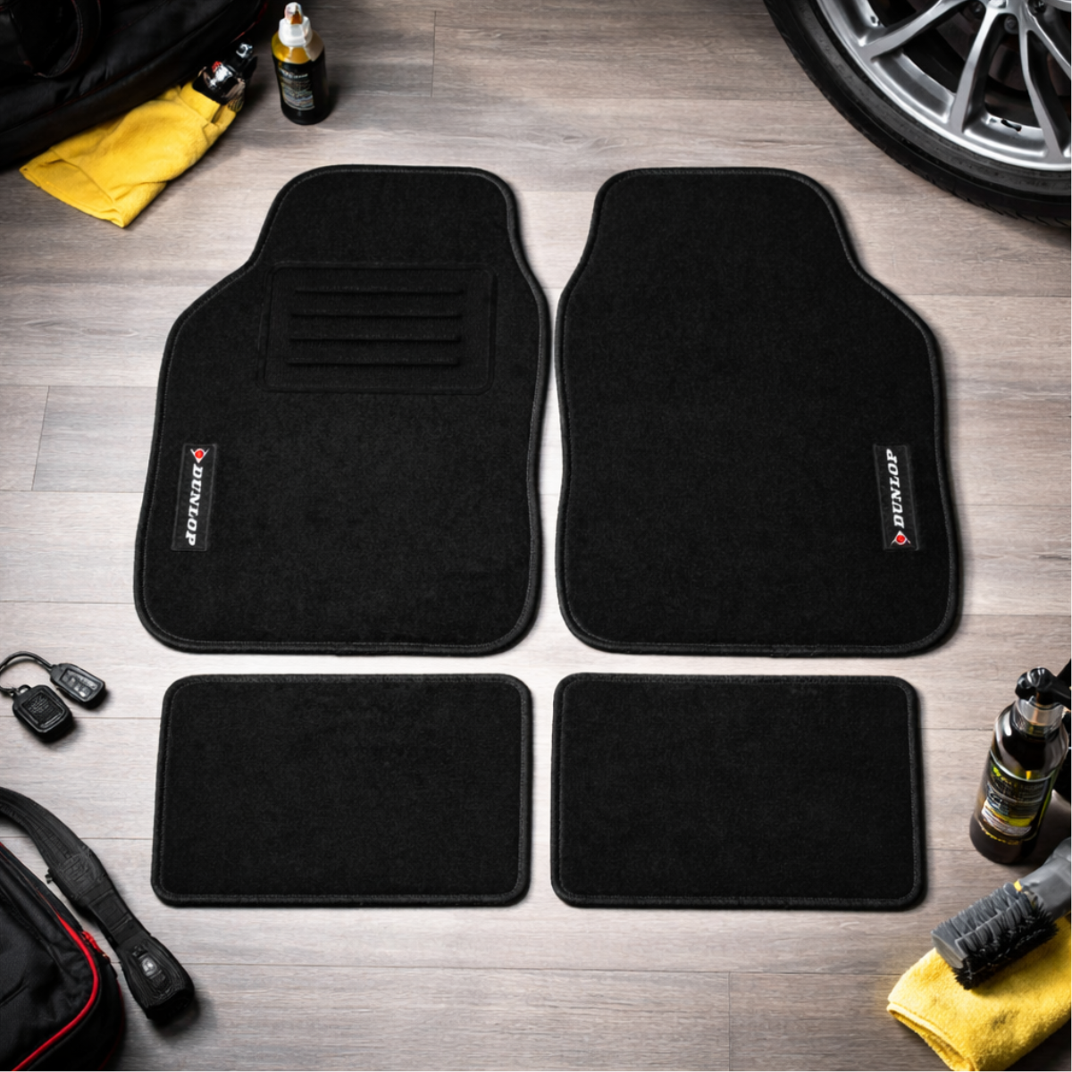 DUNLOP AUTOMATTEN SET TEXTIEL 4-DELIG ZWART - Tuincentrum Lopik