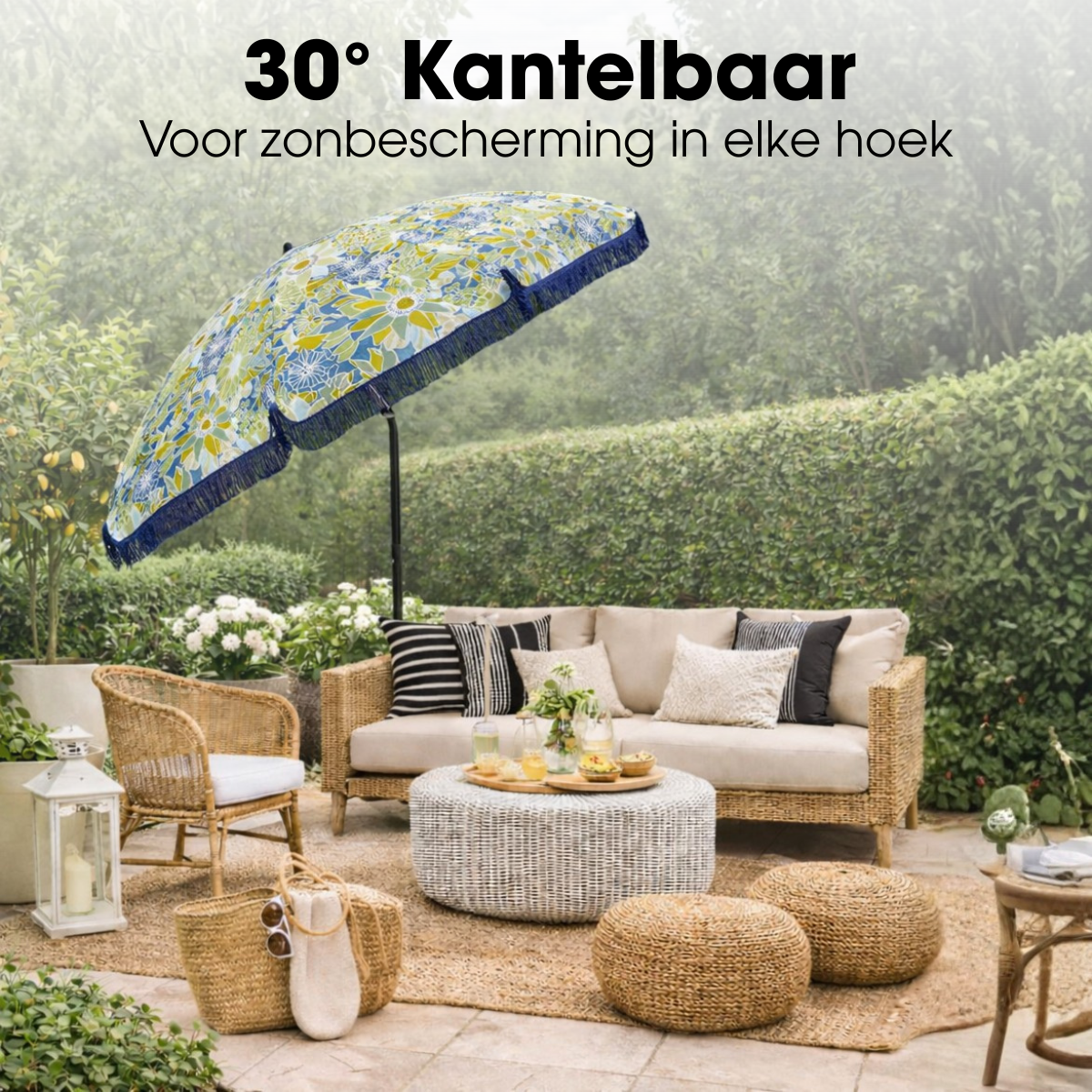 Parasol Flower Blue - H238Xd220Cm