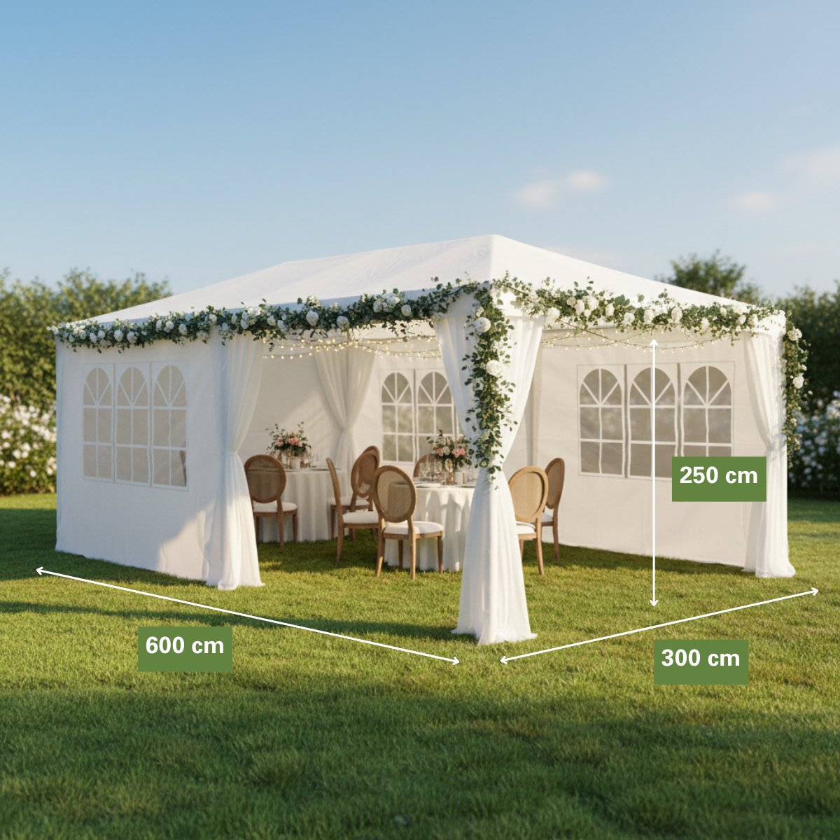 Kinzo Partytent - 6 Zijwanden - 3 X 6 M - Wit