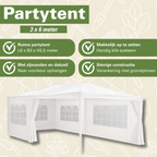 Kinzo Partytent - 6 Zijwanden - 3 X 6 M - Wit