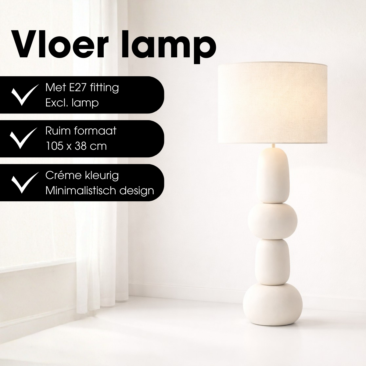 Menko Staande Lamp Crème