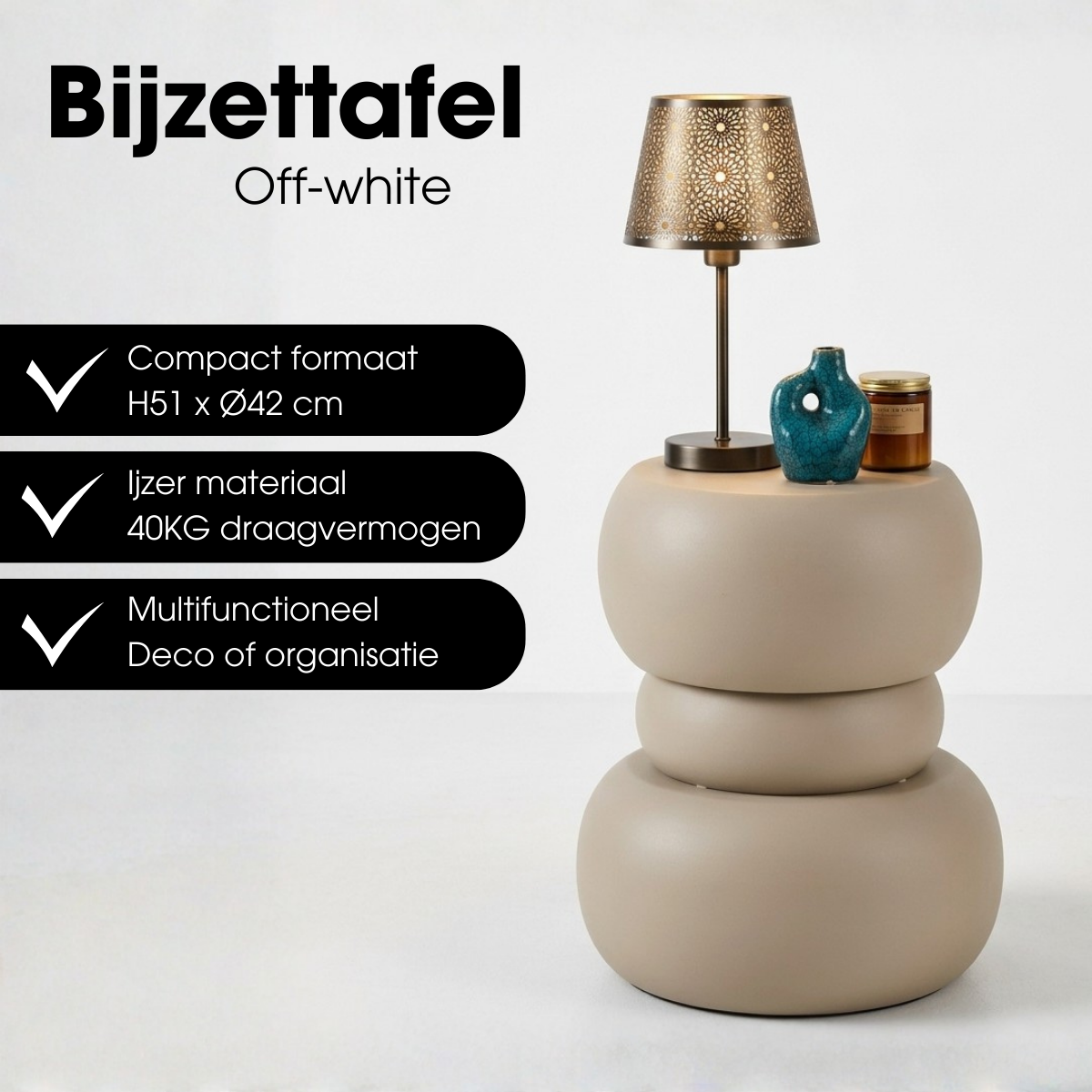 Zea Bijzettafel Off White