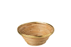 J-LINE MAND GOUDEN RAND RATTAN NATUREL 28.5X28.5XH12.5CM - Tuincentrum Lopik
