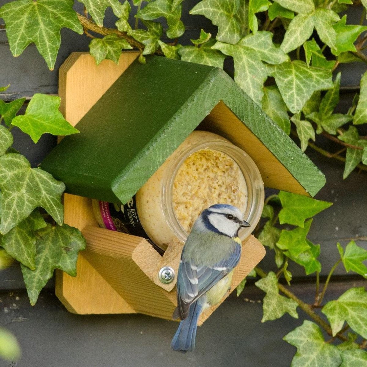  Vogelpothouder Hout - Voersilo
