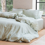 COCO & CICI TENCEL SATEEN DEKBEDOVERTREK GRIJSGROEN 240 X 220 CM + 2 KUSSENSLOPEN 60 X 70 CM