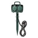 NEDIS 2-VOUDIGE TUIN STEKKERDOOS GROEN MET GRONDPEN 1.5 METER SNOER