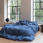 Coco & Cici - Tencel Sateen Dekbedovertrek 260 x 220 cm - 2 Persoons Beddengoed - Donker Blauw - Lyocell - Hypoallergeen & Extra Zacht - 2 Kussenslopen (60x70) - Tuincentrum Lopik