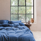 Coco & Cici - Tencel Sateen Dekbedovertrek 260 x 220 cm - 2 Persoons Beddengoed - Donker Blauw - Lyocell - Hypoallergeen & Extra Zacht - 2 Kussenslopen (60x70) - Tuincentrum Lopik