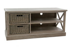 J-LINE TV-MEUBEL MET 2 MANDEN EN 2 PLANKEN PAULOWNIAHOUT NATUREL - Tuincentrum Lopik
