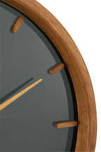 J-LINE WANDKLOK ROND HOUT/GLAS BRUIN/ZWART SMALL - Tuincentrum Lopik