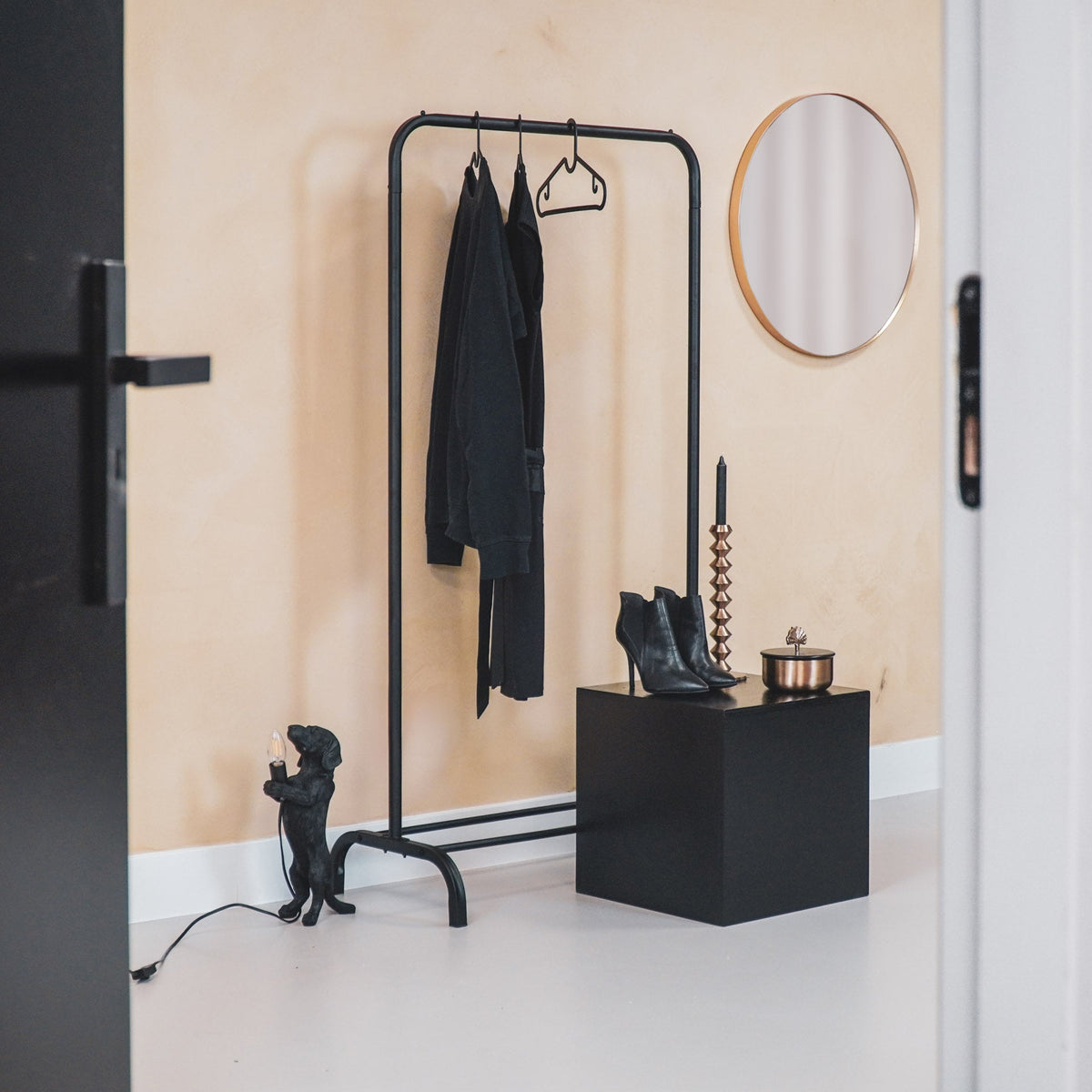 HOUSEVITAMIN KLEDINGREK METAAL ZWART 80 × 40 × 150 CM