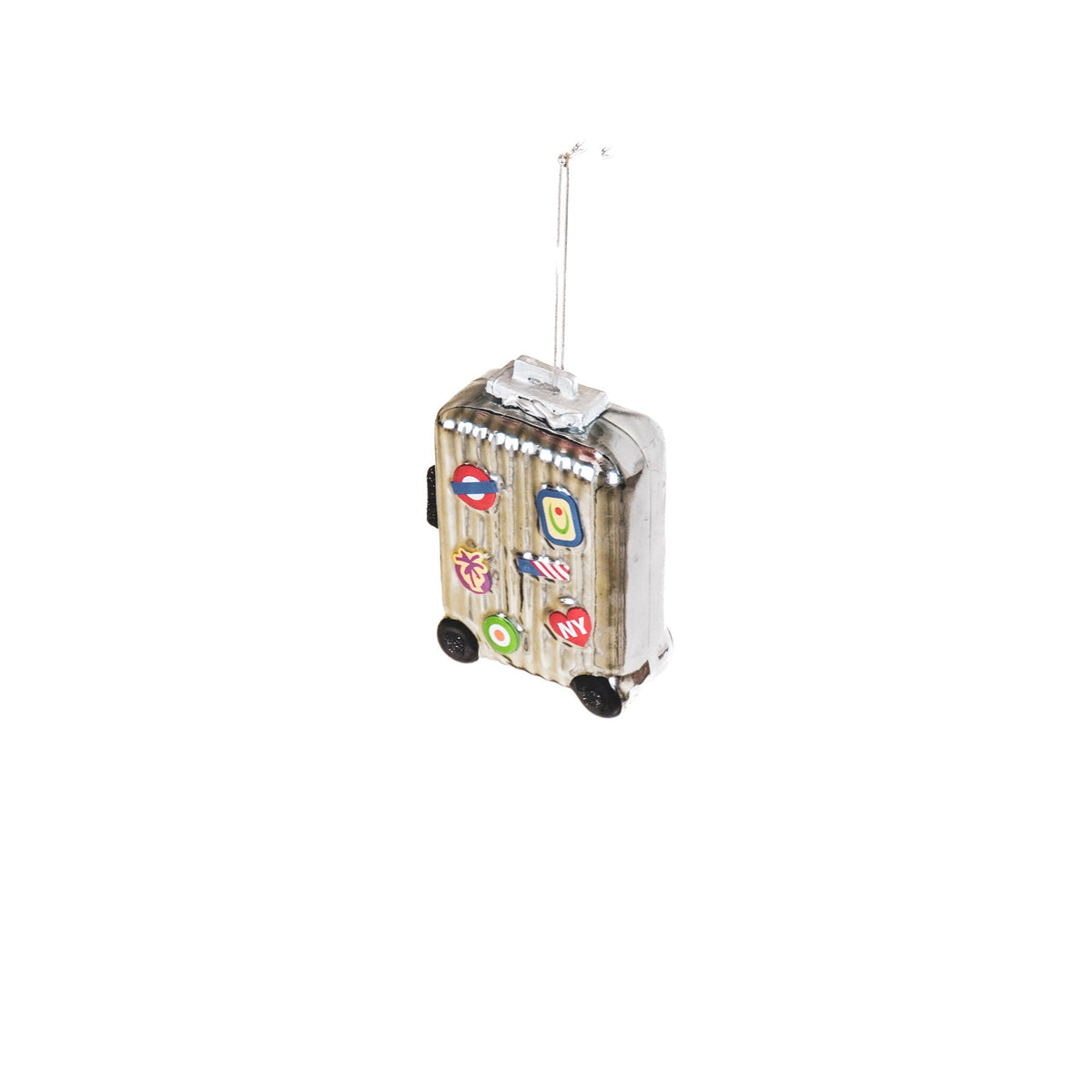 HOUSEVITAMIN SET VAN 2 KERSTHANGERS KOFFER GLAS ZILVER 11,5 CM