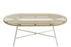 J-LINE LAGE OVALE BUITENTAFEL METAAL/GLAS NATUREL/WIT 90 X 50 CM - Tuincentrum Lopik