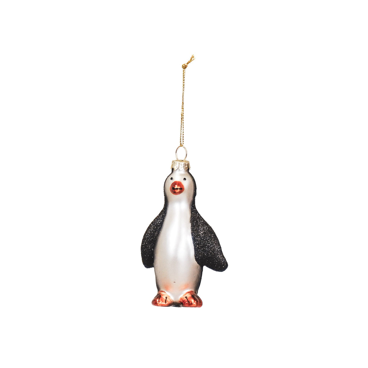 HOUSEVITAMIN KERSTHANGER PINGUÏN GLAS ZWART/WIT 10 CM