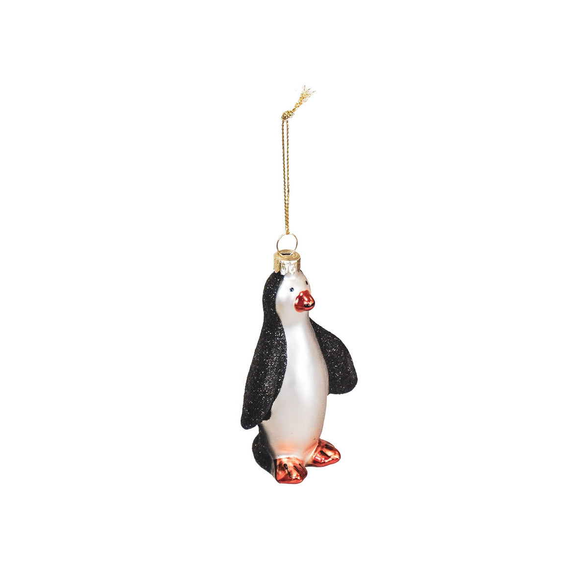 HOUSEVITAMIN KERSTHANGER PINGUÏN GLAS ZWART/WIT 10 CM