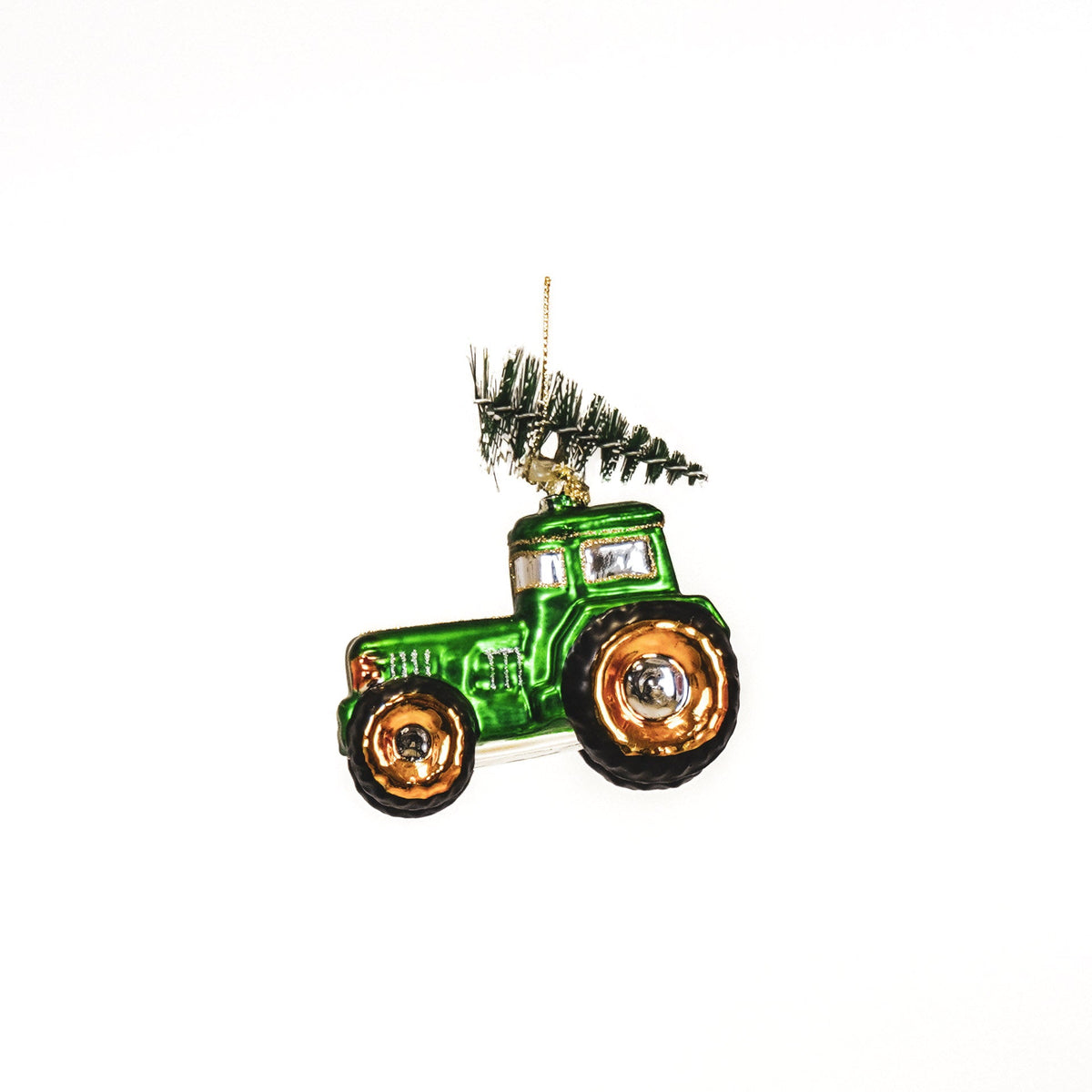 HOUSEVITAMIN KERSTHANGER TRACTOR GLAS GROEN 10 CM