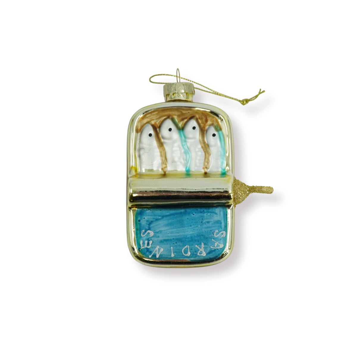 HOUSEVITAMIN KERSTHANGER SARDINES GLAS BLAUW/GOUD 10 CM