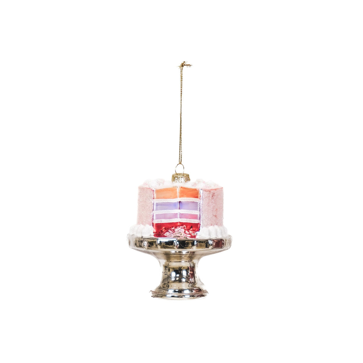 HOUSEVITAMIN KERSTHANGER TAART GLAS ROZE 11 CM