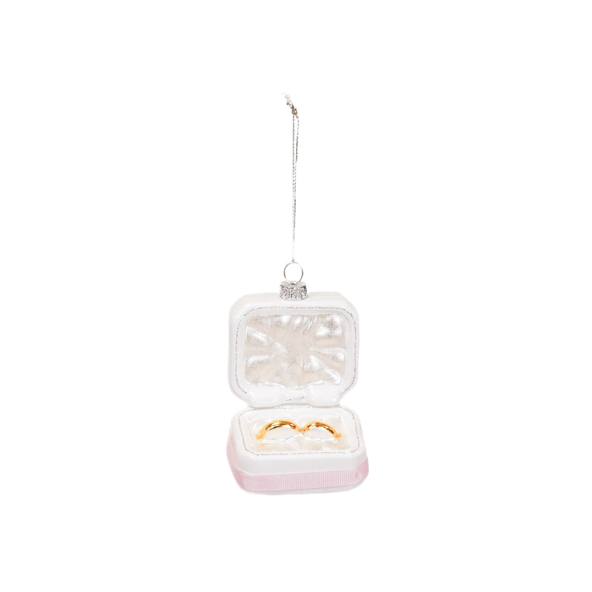 HOUSEVITAMIN KERSTHANGER MARRY ME RINGS GLAS ROZE/WIT/GOUD 11 CM