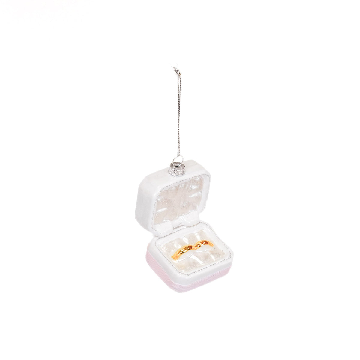 HOUSEVITAMIN KERSTHANGER MARRY ME RINGS GLAS ROZE/WIT/GOUD 11 CM