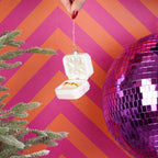 HOUSEVITAMIN KERSTHANGER MARRY ME RINGS GLAS ROZE/WIT/GOUD 11 CM