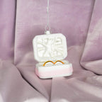 HOUSEVITAMIN KERSTHANGER MARRY ME RINGS GLAS ROZE/WIT/GOUD 11 CM