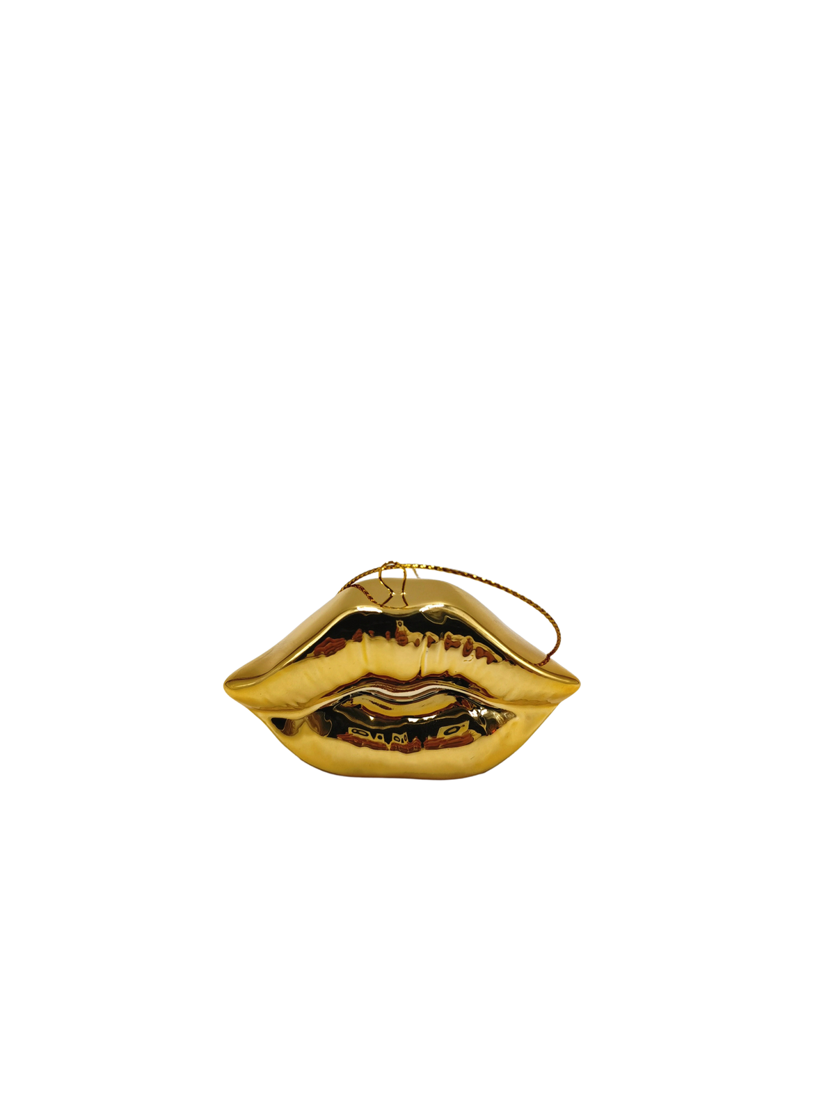 HOUSEVITAMIN KERSTHANGER LIPPEN KERAMIEK GOUD 6,5 CM