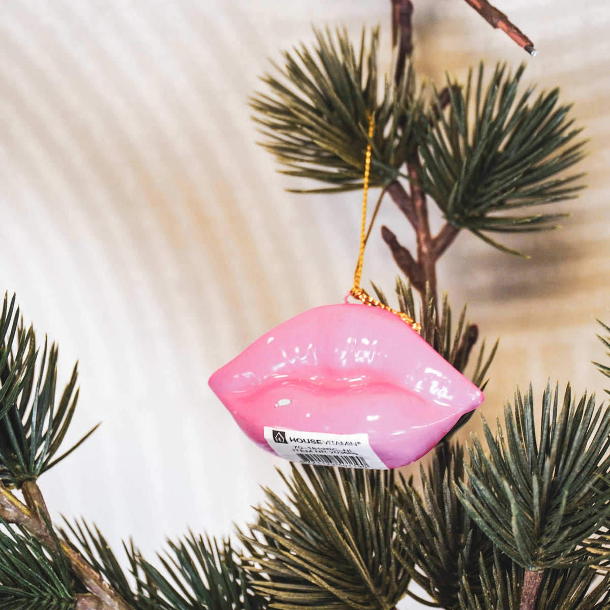HOUSEVITAMIN KERSTHANGER LIPPEN KERAMIEK NEONROZE 6,5 CM