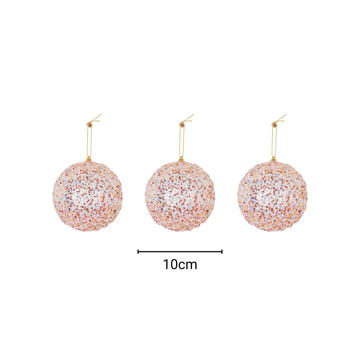 HOUSEVITAMIN SET VAN 3 KERSTBALLEN SCHUIM ROZE GLITTER 10 CM