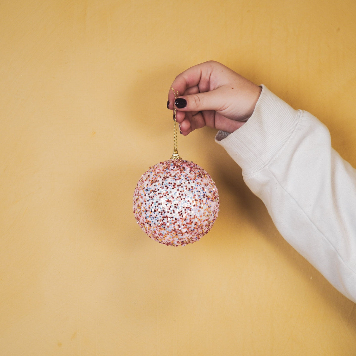 HOUSEVITAMIN SET VAN 3 KERSTBALLEN SCHUIM ROZE GLITTER 10 CM