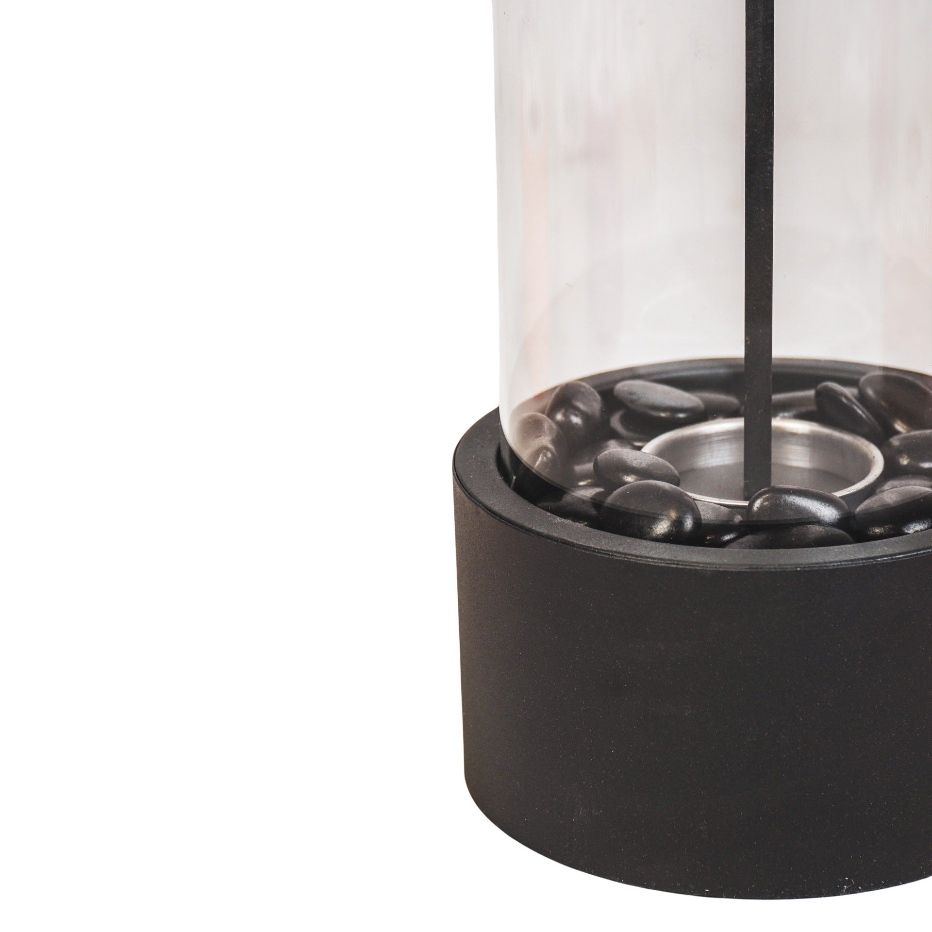 HOUSEVITAMIN TABLE BURNER ROUND METAL/GLASS BLACK 18X18X26,5CM