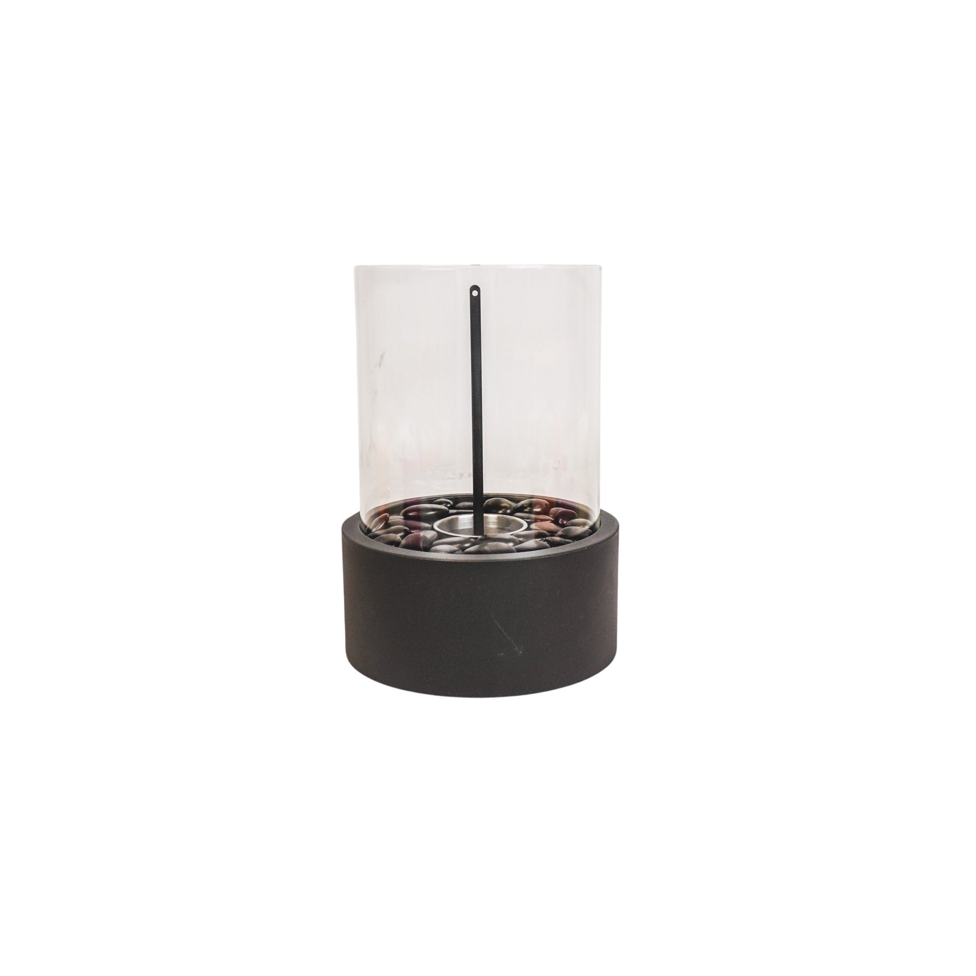HOUSEVITAMIN TABLE BURNER ROUND METAL/GLASS BLACK 21X21X28 CM