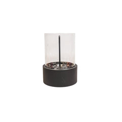 HOUSEVITAMIN TISCHKAMINE RUND METALL/GLAS SCHWARZ 21X21X28 CM