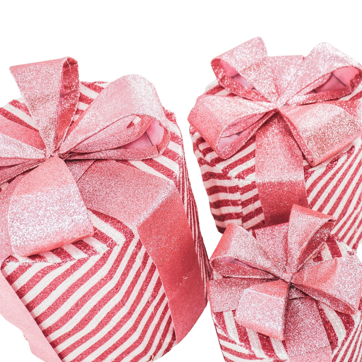 HOUSEVITAMIN SET VAN 3 LED KERSTCADEAUS POLYSTYREEN ROZE/WIT 15/20/25 CM