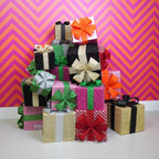 HOUSEVITAMIN SET VAN 3 LED KERSTCADEAUS POLYSTYREEN ROZE/GROEN 15/20/25 CM