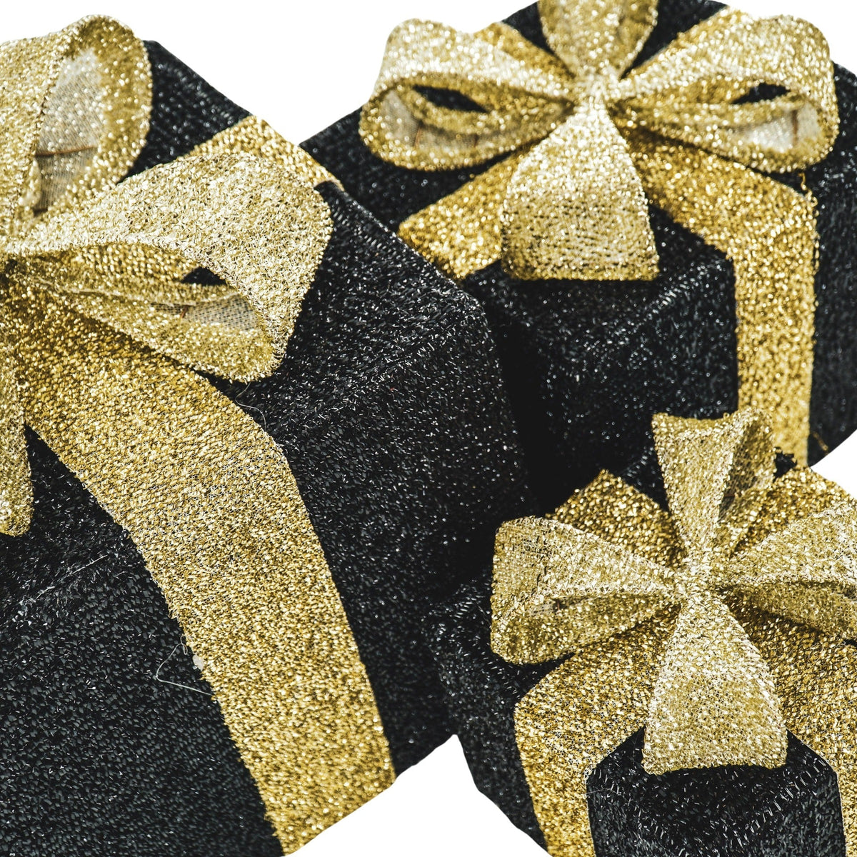 HOUSEVITAMIN SET VAN 3 LED KERSTCADEAUS POLYSTYREEN ZWART/GOUD 15/20/25 CM