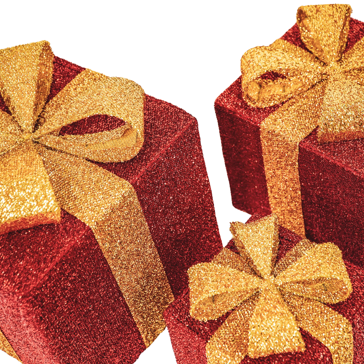 HOUSEVITAMIN SET VAN 3 LED KERSTCADEAUS POLYSTYREEN ROOD/GOUD 15/20/25 CM