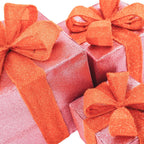 HOUSEVITAMIN SET VAN 3 LED KERSTCADEAUS POLYSTYREEN ROZE/ORANJE 15/20/25 CM