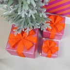 HOUSEVITAMIN SET VAN 3 LED KERSTCADEAUS POLYSTYREEN ROZE/ORANJE 15/20/25 CM