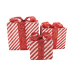 HOUSEVITAMIN SET VAN 3 LED KERSTCADEAUS POLYSTYREEN ROOD/WIT 15/20/25 CM