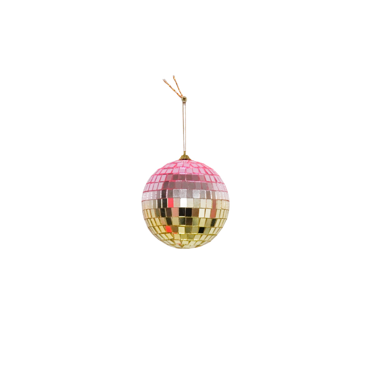 HOUSEVITAMIN KERSTHANGER DISCOBAL FOAM/GLAS ROZE/GOUD 8 CM