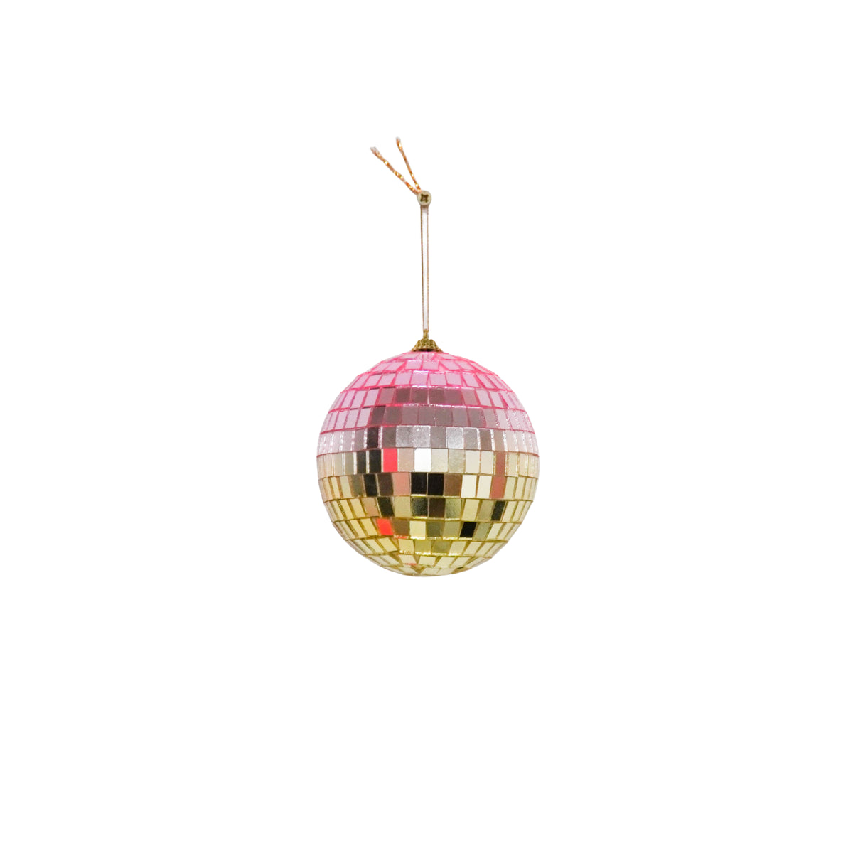 HOUSEVITAMIN KERSTHANGER DISCOBAL FOAM/GLAS ROZE/GOUD 10 CM