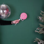 HOUSEVITAMIN DECORATIEVE LOLLY SCHUIM ROZE/GEEL 35 CM