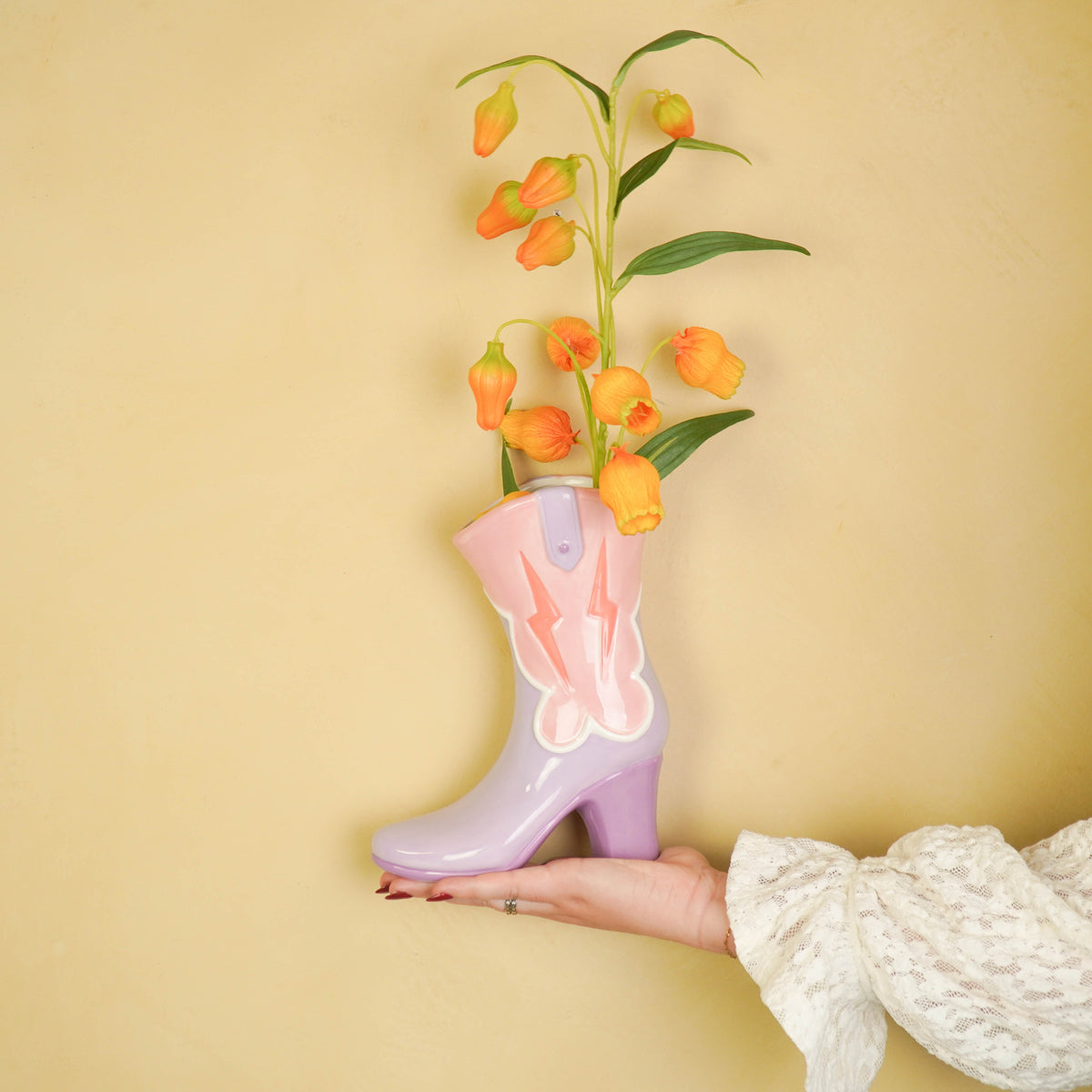 HOUSEVITAMIN VAAS BOOT KERAMIEK ROZE/LILA 26,5 CM