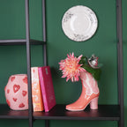 HOUSEVITAMIN VAAS BOOT KERAMIEK ROZE/ORANJE 26,5 CM