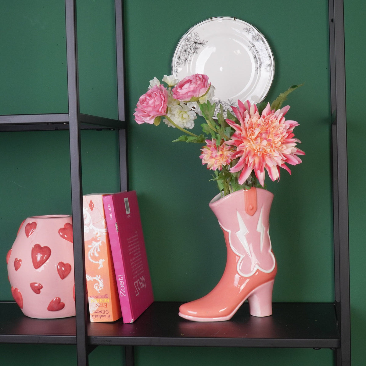 HOUSEVITAMIN VAAS BOOT KERAMIEK ROZE/ORANJE 26,5 CM