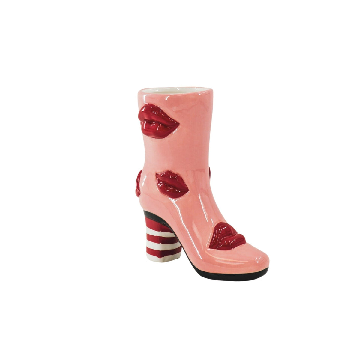 HOUSEVITAMIN VAAS BOOT WITH LIPS KERAMIEK ROZE/ROOD 23 CM