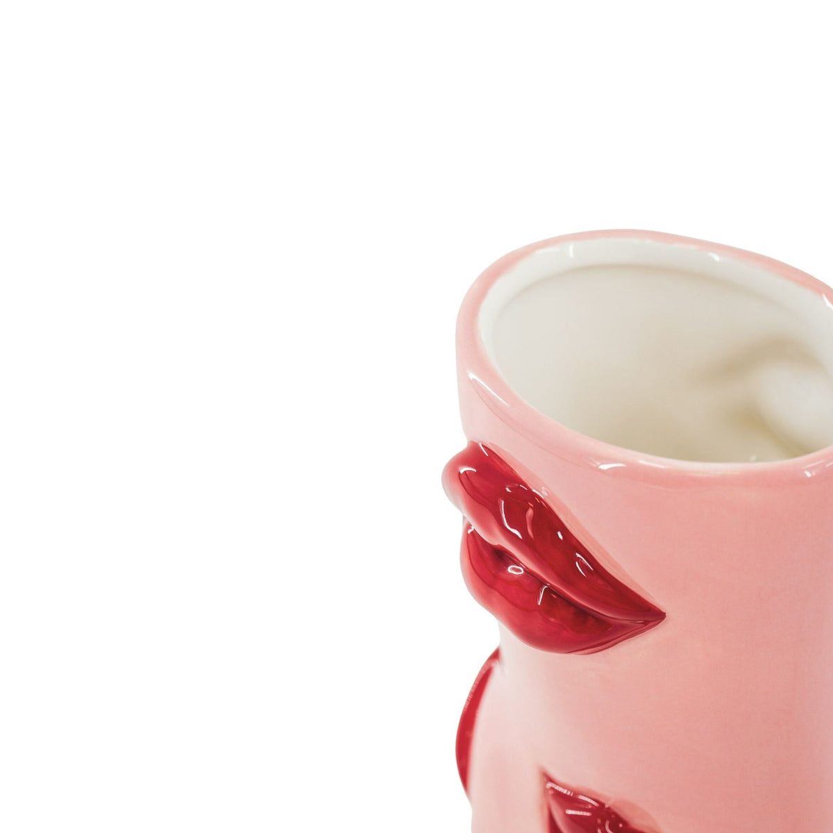 HOUSEVITAMIN VAAS BOOT WITH LIPS KERAMIEK ROZE/ROOD 23 CM