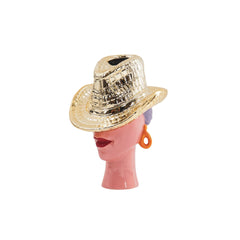 HOUSEVITAMIN VAAS LADY COWBOY HAT KERAMIEK LILA/GOUD 23,5 CM