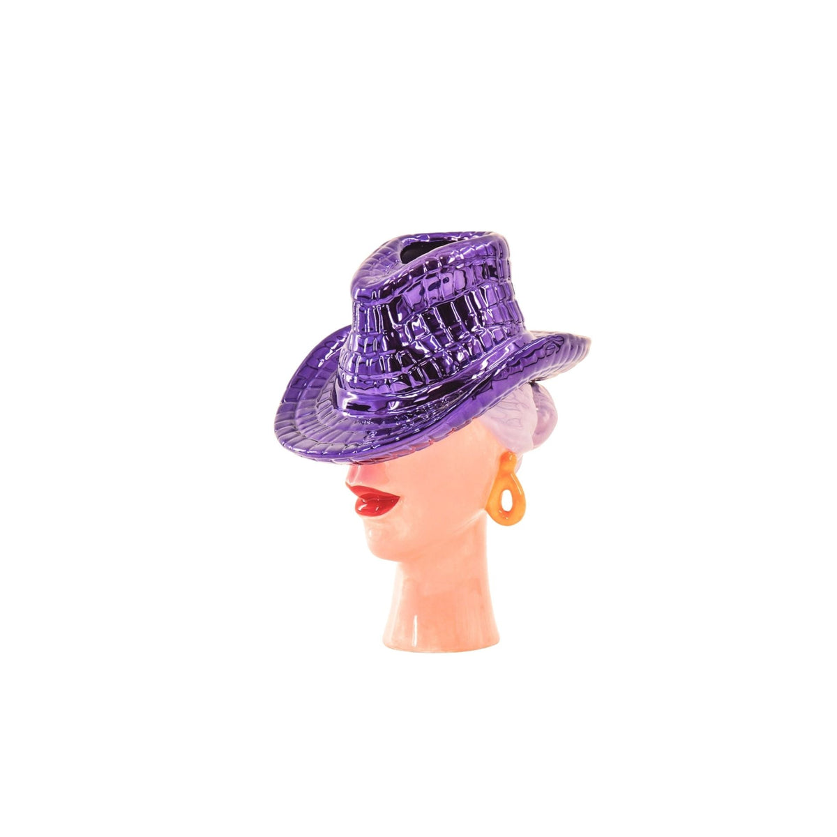 HOUSEVITAMIN VAAS COWBOY HAT KERAMIEK LILA/ROZE 23,5 CM